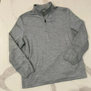PGA Tour Textured Fleece 1/4 Zip Long Sleeve Pullover Sweater Gray Men's Large